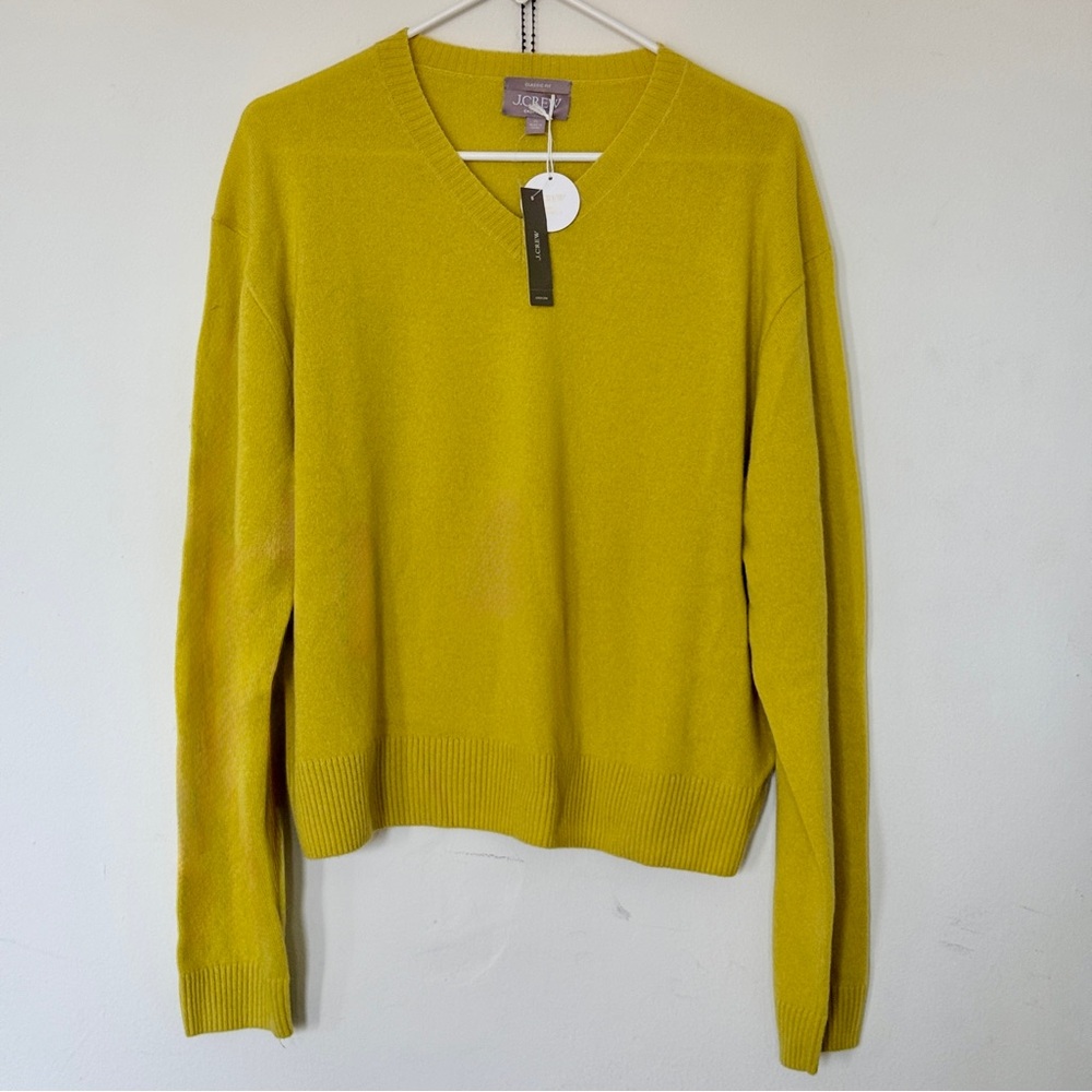 J. Crew Cashmere High V-Neck Sweater NWT | Yellow (Size XL)